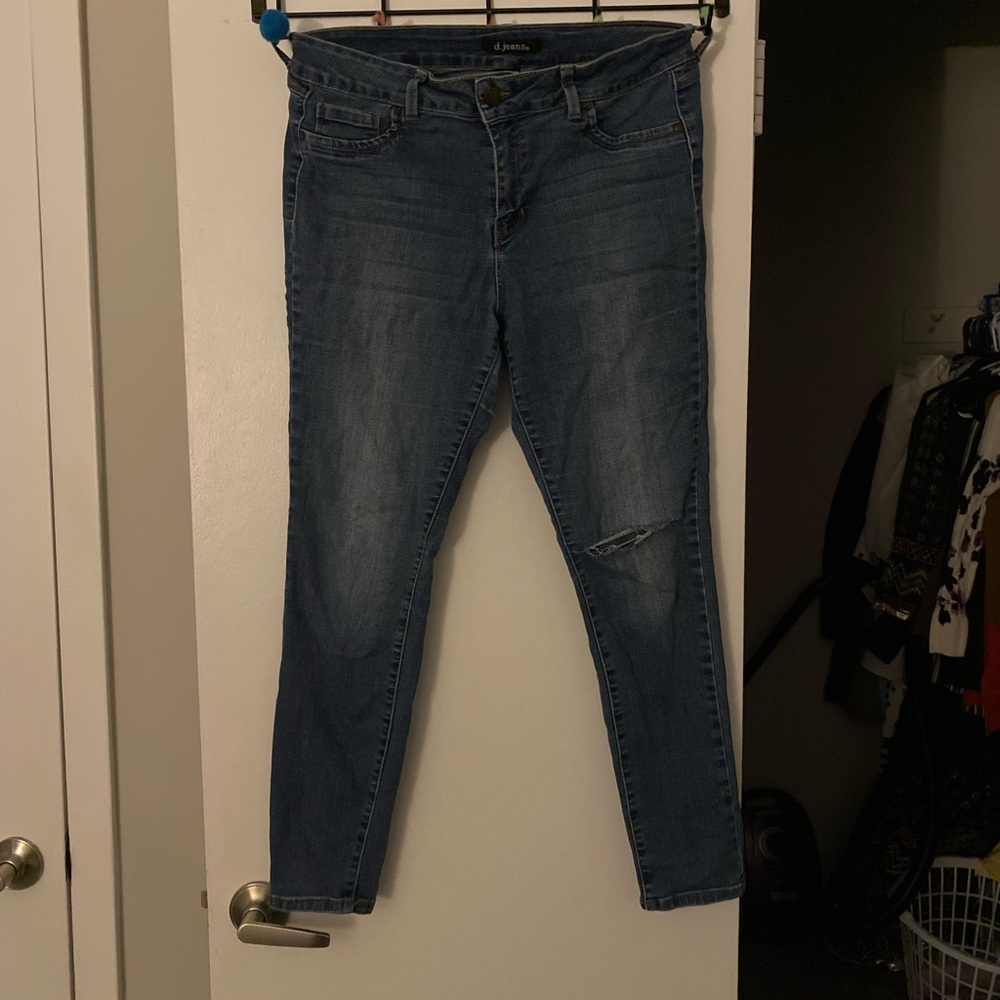 d. jeans Women's Distressed Blue Skinny Jeans